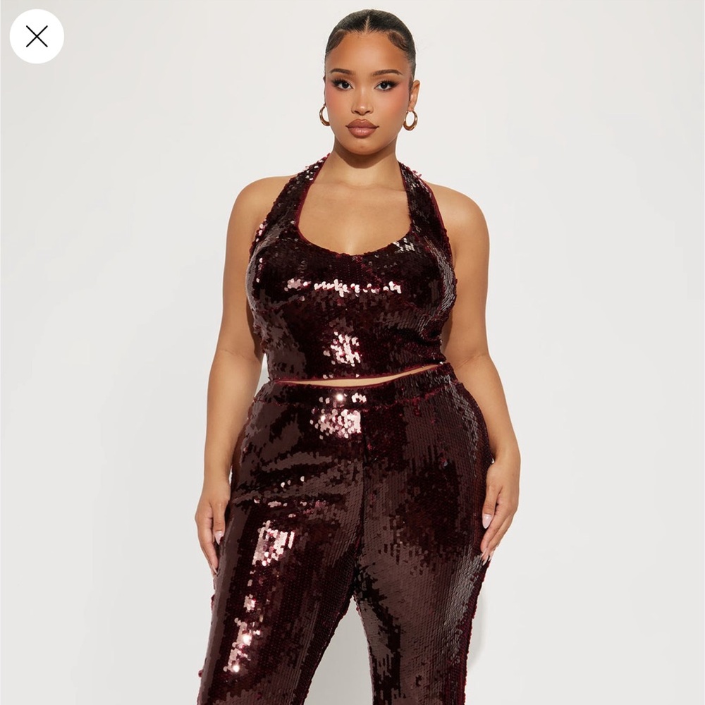 Fashion Nova Sparkling Wine Sequin 2 Piece Set